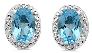 Blue Topaz & Diamond Earrings 