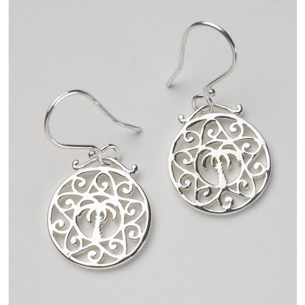 Southern Gates Round Palmetto Tree and Scroll Earrings 