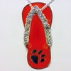 Sterling Silver Orange Tiger Paw Flip Flop Pendant 
