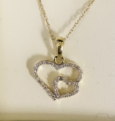 Diamond Double Heart Pendant Necklace 