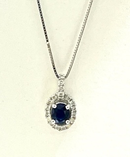 14k White gold Sapphire & Diamond pendant. 