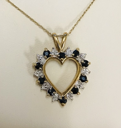 Diamond & B. Diamond Heart Pendant w/ Chain 