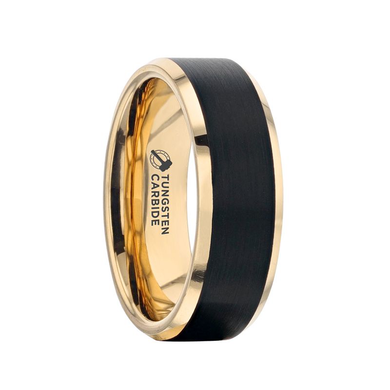 Gold Plated Tungsten Band w/ Black Center 
