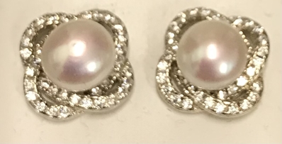 FW Pearl & CZ Earrings 