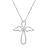 Ladies SS CZ Angel Pendant With 18" Chain 
