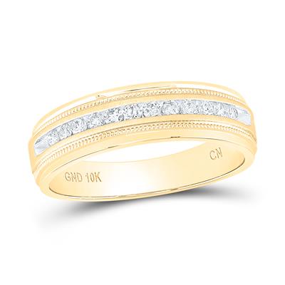10k Yellow Gold Round Diamond Wedding Single Row Band Ring 1/4 Cttw 
