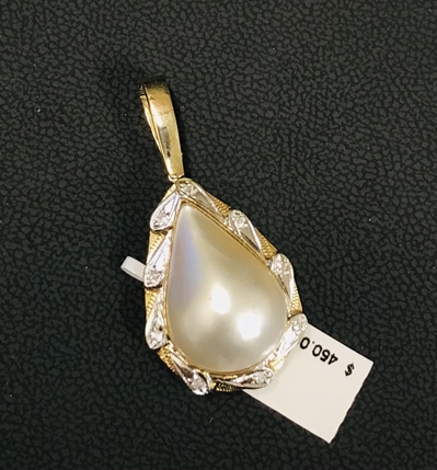 Teardrop Pearl & Diamond Pendant 