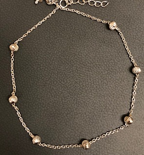 SS 9"+1" Diamond Cut Bead Anklet 