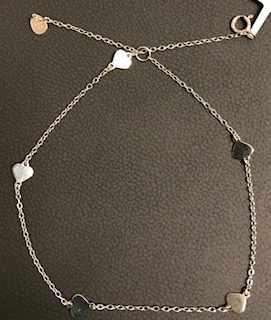 SS 9"+1" Heart Anklet 
