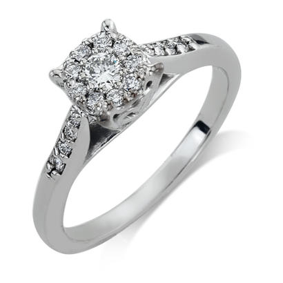 1/3CTW 14K White Gold Diamond Engagement Ring 