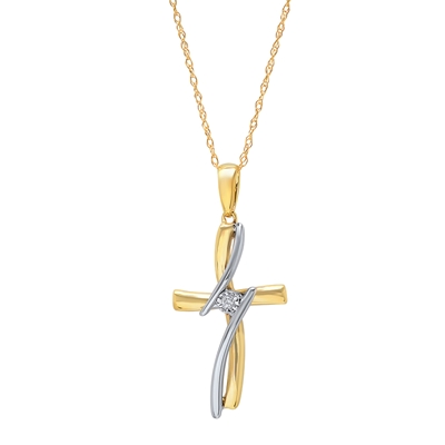 Two Tone Cross Necklace 
