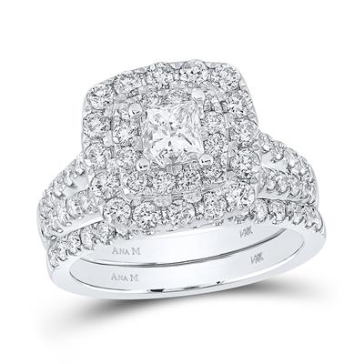 Princess Diamond Halo Bridal Wedding Ring Set 