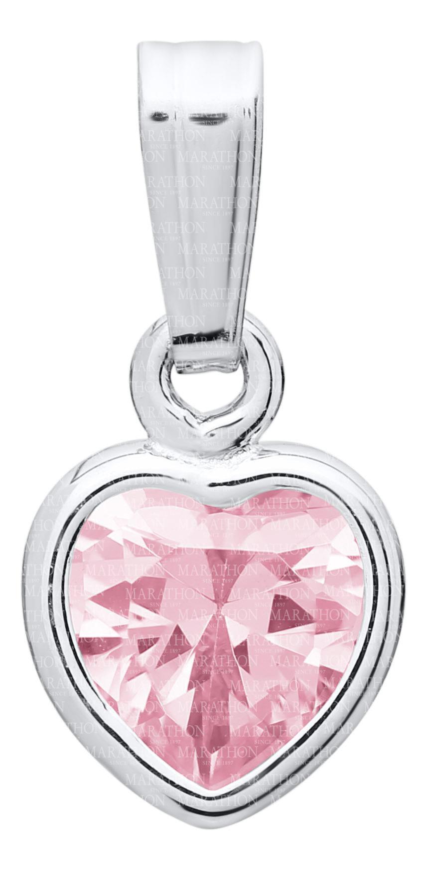 SS Baby Heart Pendant Necklace w/ Pink C.Z. 