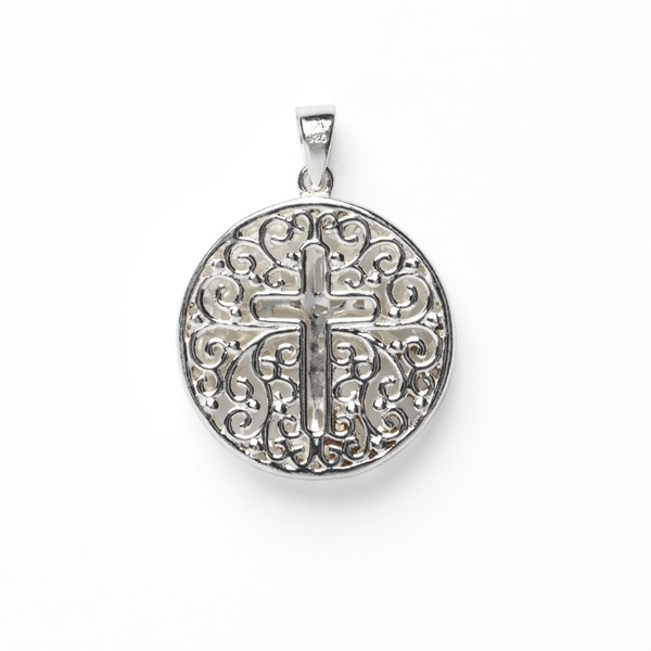 Southern Gates® Double Sided Round Tree and Cross Pendant 