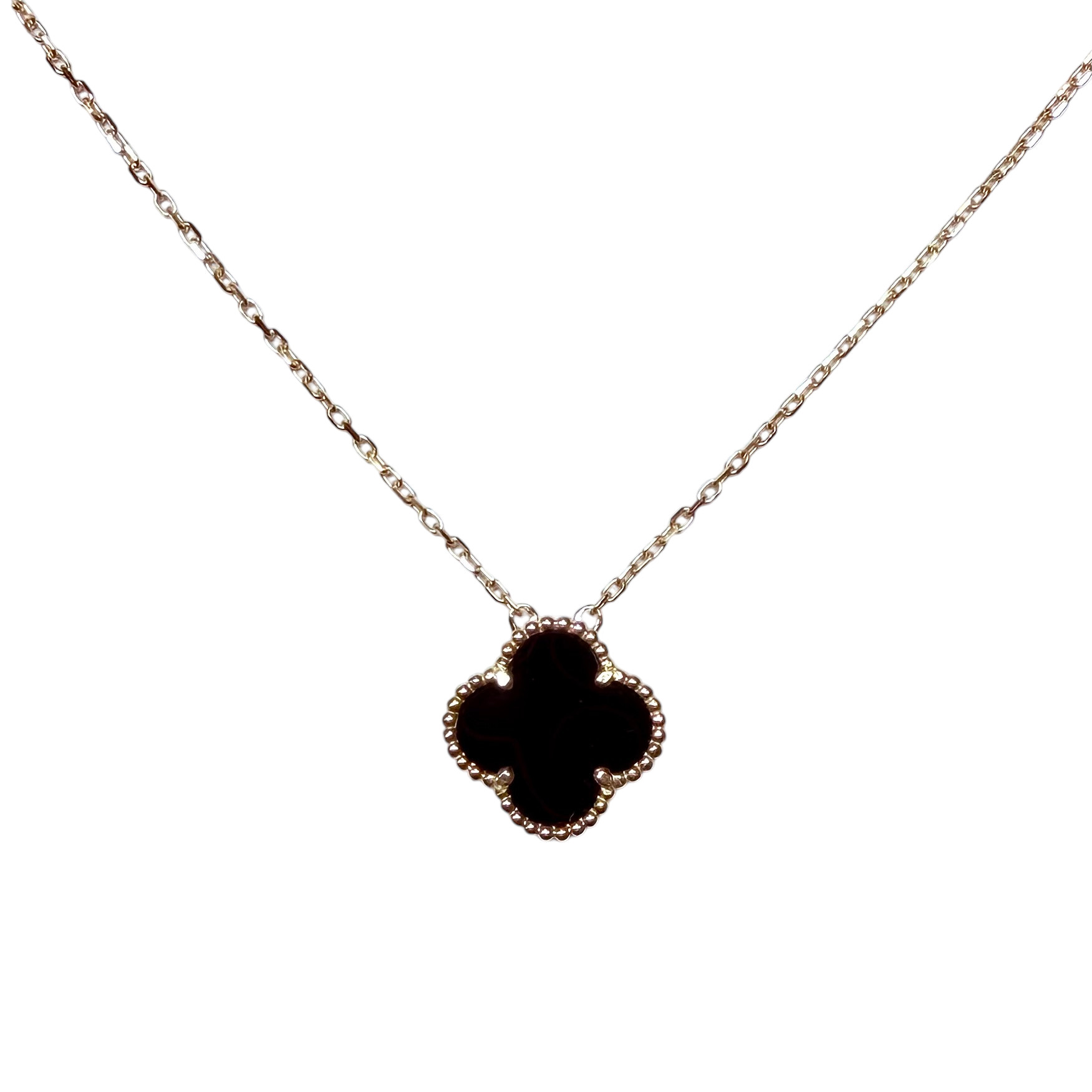 Black Onyx Clover Necklace 