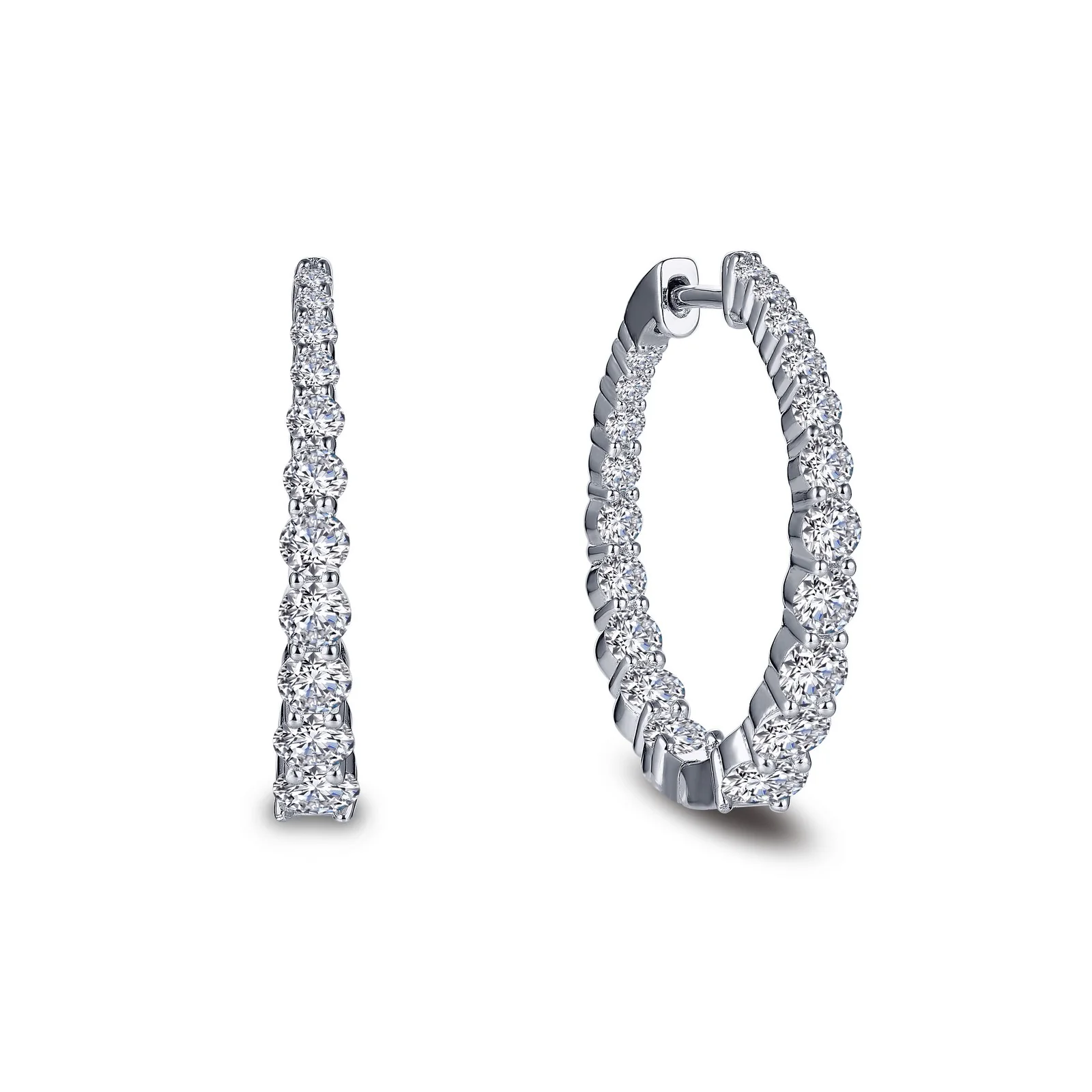 Lafonn 2.62ctw Graduated Inside Out Hoop Earrings 