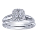 14K White Gold 1/4CTW Four Stone Diamond Cluster Halo Engagement Ring - 01A341078