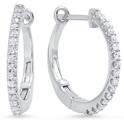 1/4ctw Round Diamond Hoop Earrings 