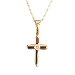 10k Cross with Diamond and 18" chain 