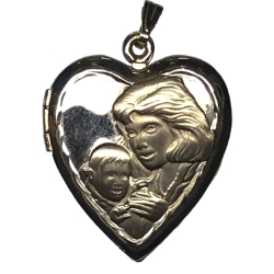 14K Yellow Gold Mother & Child Heart Locket 