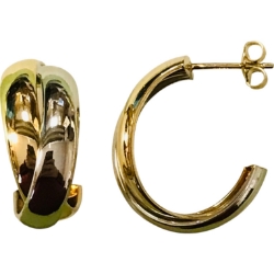 14k Two-Tone J Hoop Earrings 