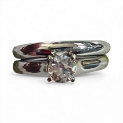 14k Wedding Set .73ct Round Diamond 