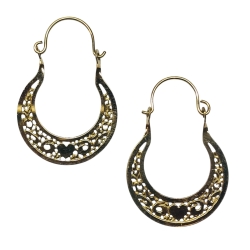 14k Yellow Gold Filigree Heart Earrings 