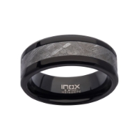 INOX Black Steel Band with Meteorite Inlay