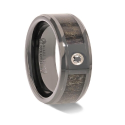 MONTANA - Black Ceramic, Antler & Diamond Band 