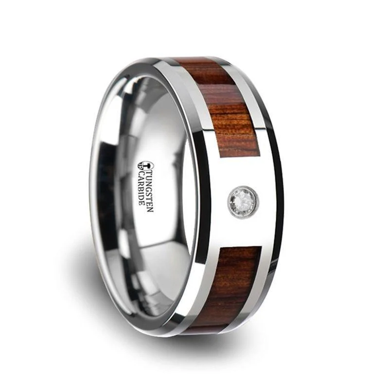 KAHUNA - Tungsten, Koa Wood & Diamond Band 