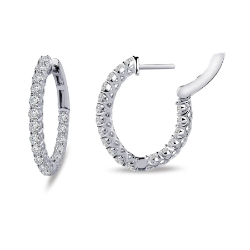 Lafonn 1.80ctw Oval Inside Out Hoop Earrings 
