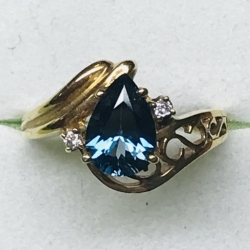 Ladies London Blue Topaz & Diamond Ring 