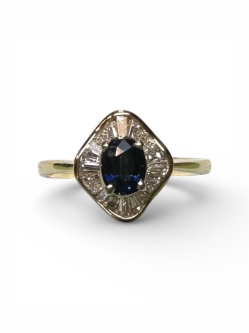 Ladies Sapphire &amp; Diamond Ballerina Ring 