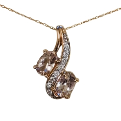 Morganite & Diamond Pendant w/ Chain 