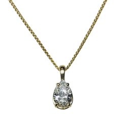 Pear Cut Diamond Pendant 14KY Gold w/ Chain 