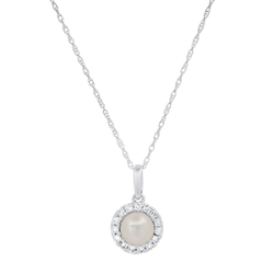 Pearl & Diamond Halo Necklace 