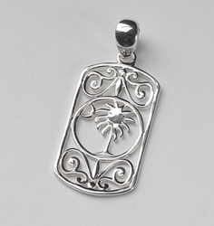Southern Gates Rectangle Palmetto Tree and Moon Pendant 