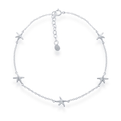 Sterling Polished Sea Star Anklet 