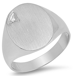 Sterling &amp; Diamond Signet Ring 
