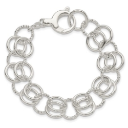 Sterling Polished & Textured Circle Link Bracelet 