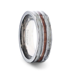 TRIPOLI - Titanium, Antler & Koa Wood Band 
