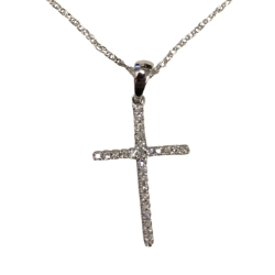 White Gold Cross Pendant Necklace 