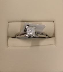 14K White Gold .37CTW Princess Cut Solitaire Engagement Ring 