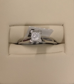 14K White Gold .37CTW Princess Cut Solitaire Engagement Ring 