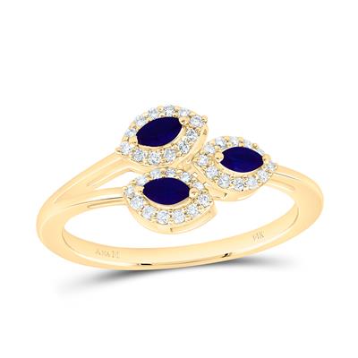 14K Yellow Gold Sapphire & Diamond Ring 
