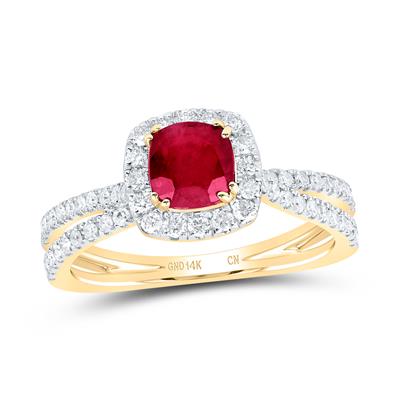 14K Yellow Gold Ruby & Diamond Ring 