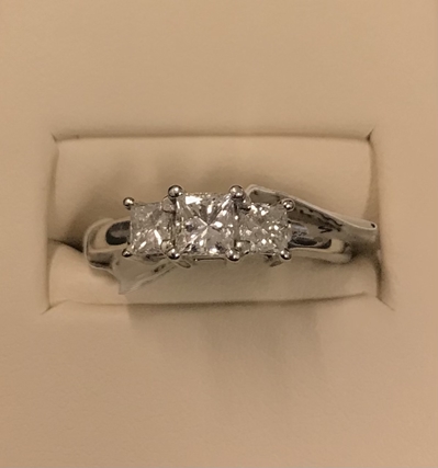 1CTW Three Diamond Engagement Ring 