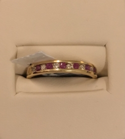 1/2CDW Diamond and Ruby Band 