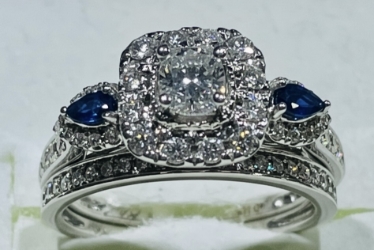 Diamond & Sapphire Wedding Set 