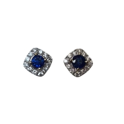 14K Yellow Gold Sapphire & Diamond Earrings 